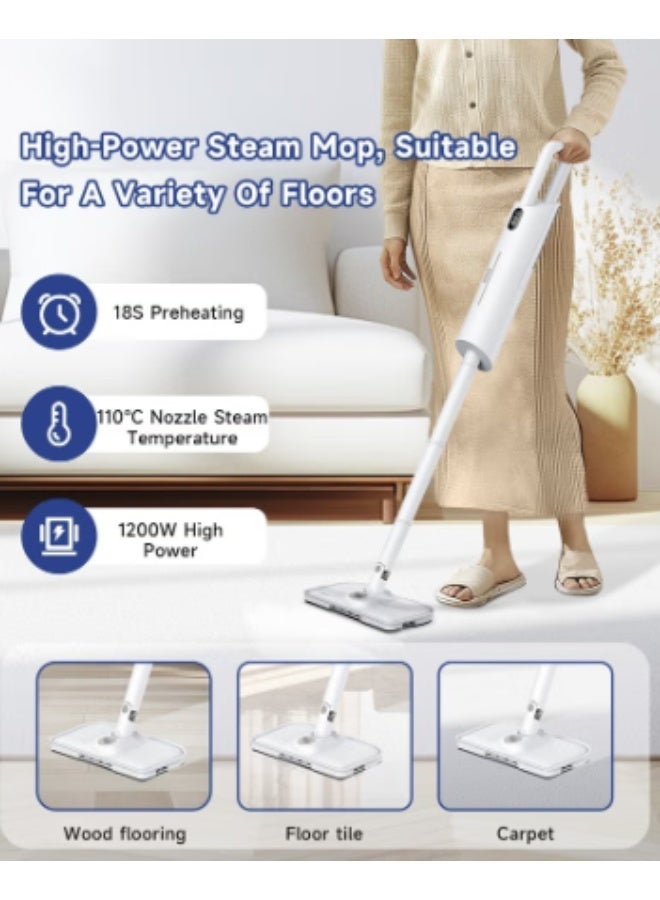 BOMIDI Steam Mop SM01 1200W High-Power Steam Mop for Multi-Surface Floors (Wood/Tile/Carpet) with Adjustable Steam, 18s Fast Heating, 380mL Visual Tank & Aromatherapy Function - Image 2